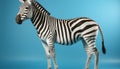 Striped zebra stands in plain, elegance in nature beauty generated by AI