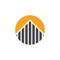 Stripes building sun design logo vector