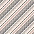 Stripes pattern. Textured bayadere pixel vector in pink, black, beige. Seamless diagonal background for spring summer autumn dress Royalty Free Stock Photo