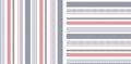 Textile pattern in blue, red, white. Herringbone textured vertical and horizontal irregular stripes background.