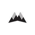 Stripes triangle mountain silhouette logo vector