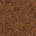 Stripes wave texture. Dense curve lines bark background. Wood grain texture. Torn thread seamless pattern. Vector