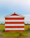 Stripey beach hut