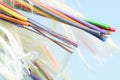 Stripped colorful fiber optic cable Royalty Free Stock Photo
