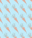 Stripped confetti petards seamless pattern on blue background