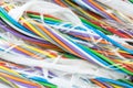 Stripped multicolored fiber optic cable network Royalty Free Stock Photo