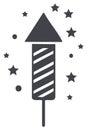 Stripped Rocket with Stars - Celebration, Festivity, Event Illustration Icon Royalty Free Stock Photo