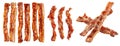 Strips of cooked crispy bacon