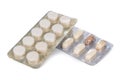 Strips of expired tablet, caplet and capsule medicine