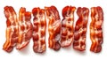 Strips of fried bacon isolated on white Royalty Free Stock Photo