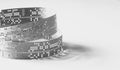 Strips of old punched tape on a white surface Royalty Free Stock Photo