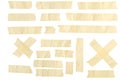 Strips and pieces - masking tape and adhesive on white background. Sticky scotch, duct paper. Isolated Royalty Free Stock Photo