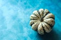 stripy tiger pumpkin on a blue watrcolor background