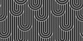 Stripy vector seamless pattern with woven lines, geometric abstract background, stripy net, optical maze, web network. Black and