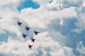 Strizhi aerobatic team MiG-29 fighters at MAKS 2015 Airshow