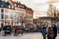 Stroget is a pedestrian, car free area in Copenhagen, Denmark