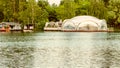 STROGINO, MOSCOW, RUSSIA - JUNE 21, 2022: View of the luxurious white tent and gazebo for ceremonies and celebrations on