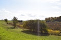 Strohner MÃÂ¤rchen, caldera shape visible through autumn colors and trees on the higher ground around Royalty Free Stock Photo