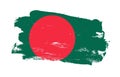 Stroke brush painted distressed flag of bangladesh on white background