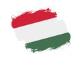 Stroke brush textured flag of hungary on white background