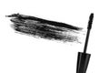 Stroke (sample) of black mascara, isolated on white macro