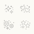 stroke sparkle star element, hearts, stars, flowers sparkle, Royalty Free Stock Photo