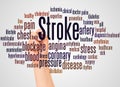 Stroke word cloud and hand with marker concept Royalty Free Stock Photo