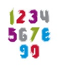 Stroked bright numbers set drawn with real ink brush, vector chi