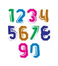 Stroked bright numbers set, real ink brush vector Royalty Free Stock Photo