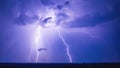 Strokes of cloud-to-ground lightning during grandiose night thunderstorm