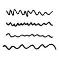 Strokes marker set. Abstract wavy line black