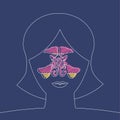 Strokes stylized medical illustration. sinusitis disease, vector nose illustration, sinus anatomy, human respiratory system