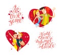 StrokesVector collection of flat happy loving couple illustration Royalty Free Stock Photo