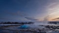 Strokkur - Famous geyser with frequent eruptions. Photographed air bubble before going out. Royalty Free Stock Photo
