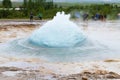 Strokkur geyser eruption. Geysir geyser view, Iceland Royalty Free Stock Photo