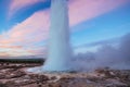 Strokkur geyser eruption in Iceland. Fantastic colors. Beautiful Royalty Free Stock Photo