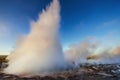 Strokkur geyser eruption in Iceland. Fantastic colors. Beautiful Royalty Free Stock Photo