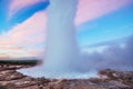 Strokkur geyser eruption in Iceland. Fantastic colors. Beautiful Royalty Free Stock Photo