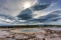 Strokkur Geyser eruption, natural hot spring pulsing in national park