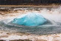 Strokkur geyser in Iceland about to erupt Royalty Free Stock Photo