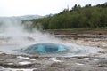 Strokkur geysir bubble ready to blow, South Iceland