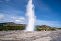 Strokkur geysir eruption, a famous geyser on the Golden Circle, Iceland, as tourists watch Royalty Free Stock Photo