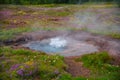 Strokkur small geysir eruption at the Geysir geothermal Park on the Golden circle in ,Iceland. Royalty Free Stock Photo