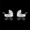 Stroller baby, carriage logo isolated on dark background
