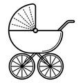 Stroller. Baby icon on a white background, line design.