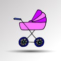 Stroller baby illustration vector carriage child icon kid pram c