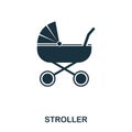 Stroller icon. Mobile apps, printing and more usage. Simple element sing. Monochrome Stroller icon illustration.