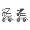 Stroller line and glyph icon. Baby pushchair vector illustration isolated on white. Buggy outline style design, designed