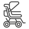 Stroller line icon. Baby pushchair vector illustration isolated on white. Buggy outline style design, designed for web