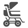 Stroller solid icon. Baby pushchair vector illustration isolated on white. Buggy glyph style design, designed for web